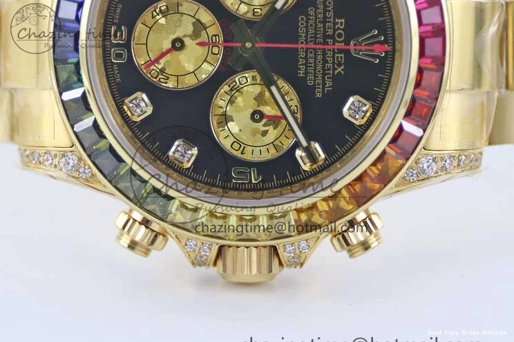 AAA Replica Watches 116595RBOW Black on A Diamonds 2406 Best YG 904L YG Dial Edition Bracelet Effortless TWF 1:1 Steel Daytona YG 0109